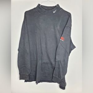 Vtg Nike Cotton Turtleneck Long Sleeve Black Tee XL